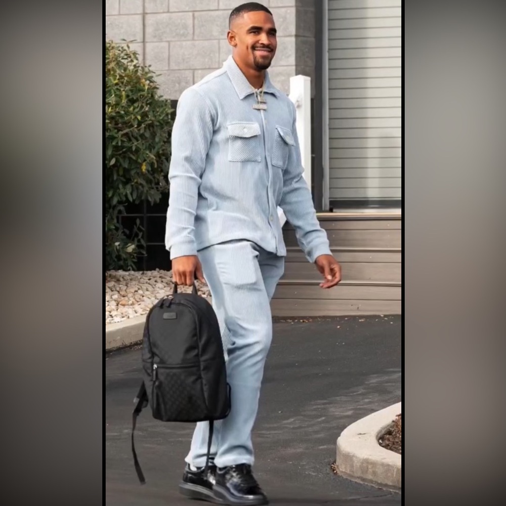 Men’s Light Blue Corduroy Stretch Christos Pant Set